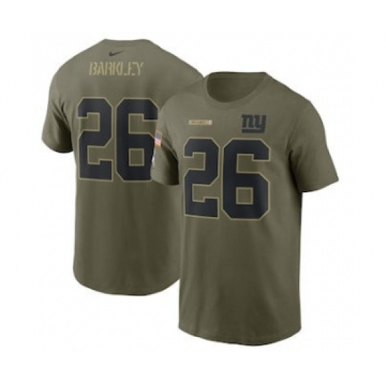 Men's New York Giants Saquon Barkley Football Camo 2021 Salute To Service Name & Number T-Shirt - Jersey