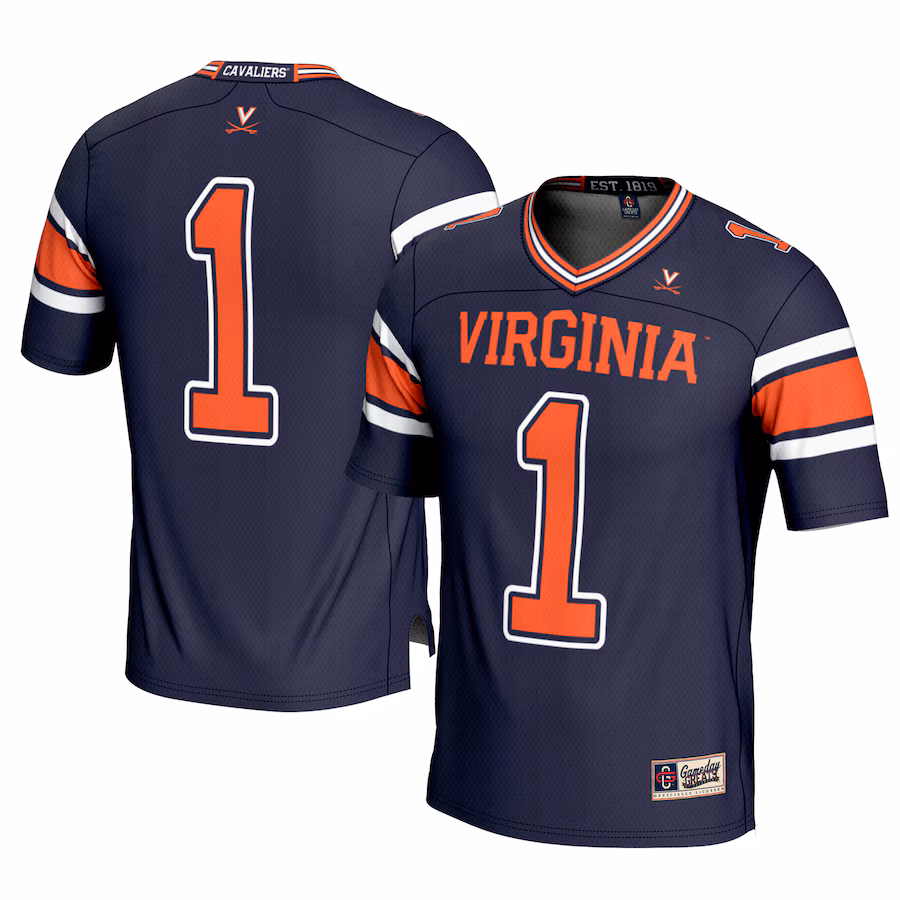 Men's GameDay Greats #1 Navy Virginia Cavaliers Football Jersey - Jersey