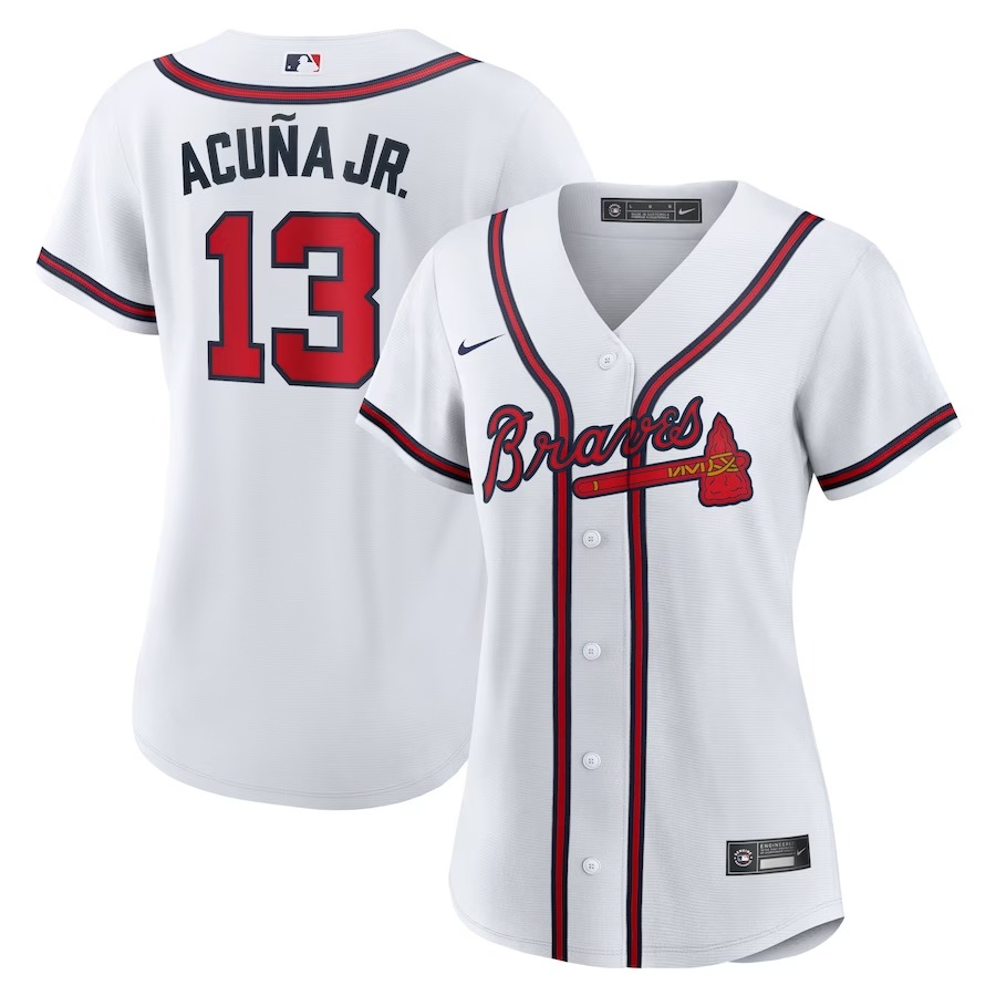 Women's Atlanta Braves Ronald Acuna Jr. Nike White Home Replica Player Jersey - Jersey