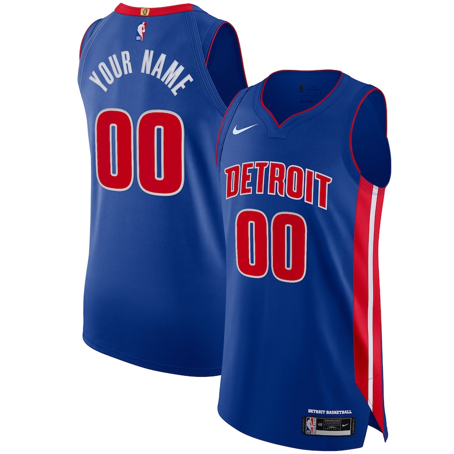 Men's Detroit Pistons Nike Blue Authentic Custom Jersey - Icon Edition - Jersey