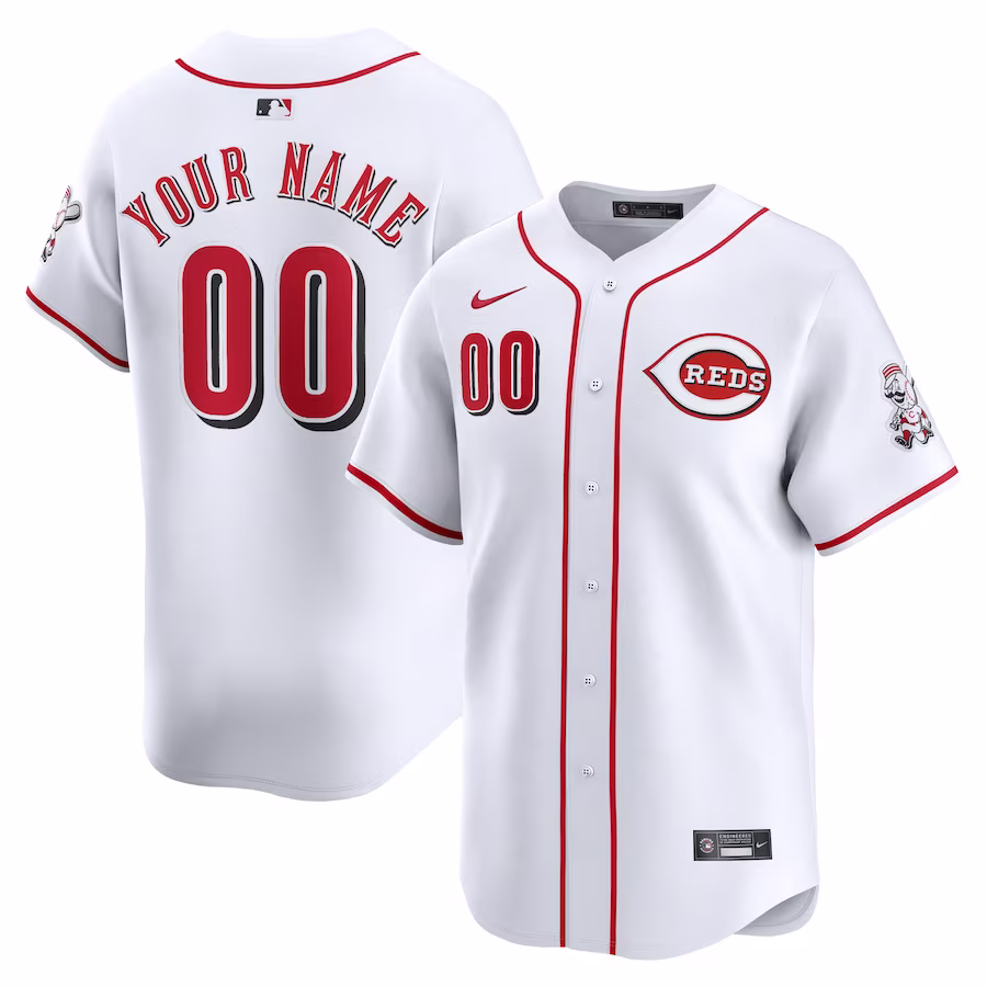 Men's Cincinnati Reds Nike White Home Limited Custom Jersey - Jersey
