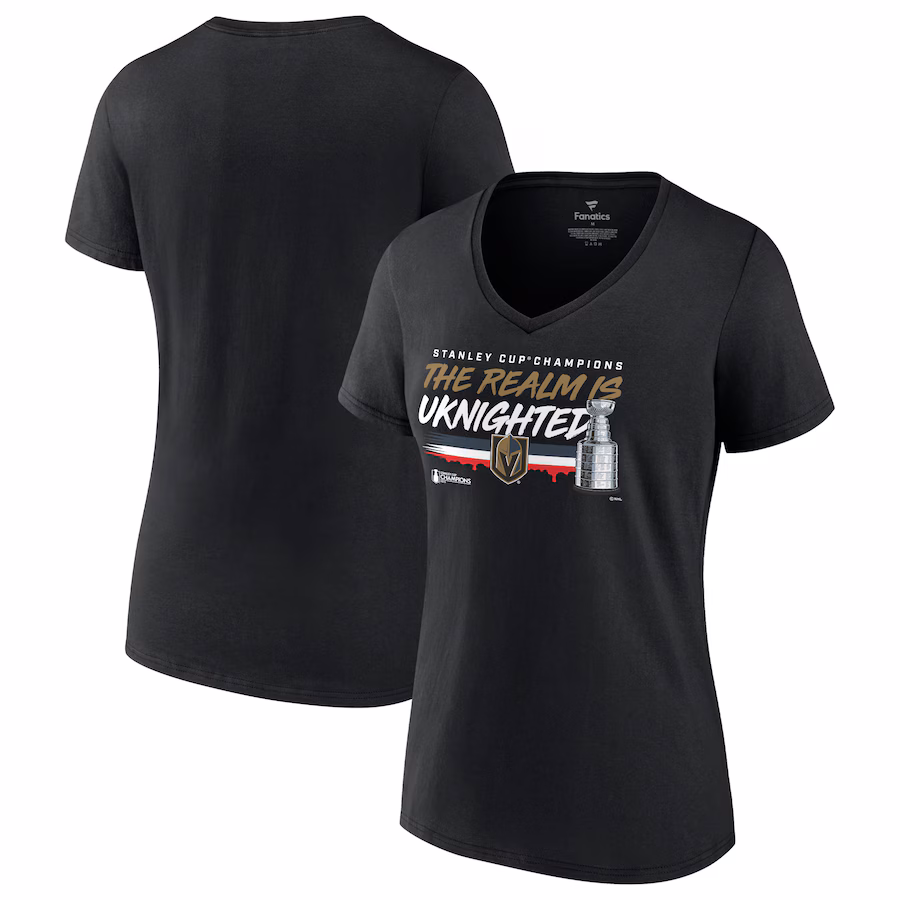 Women's Vegas Golden Knights Fanatics Black 2023 Stanley Cup Champions Hometown DNA V-Neck T-Shirt - Jersey