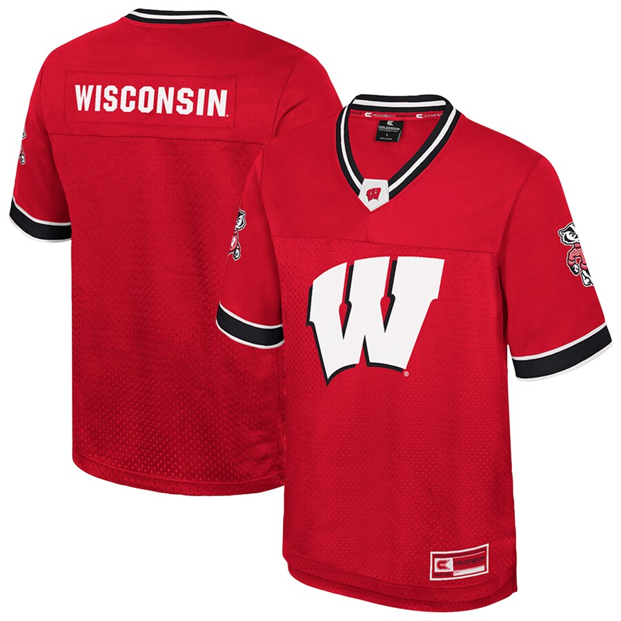 Men's Colosseum  Red Wisconsin Badgers Nothing But The Hits Football Jersey - Jersey