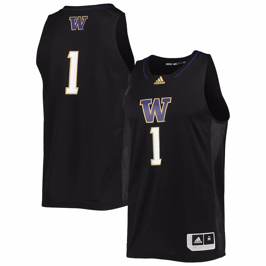Men's adidas #1 Black Washington Huskies Swingman Basketball Jersey - Jersey