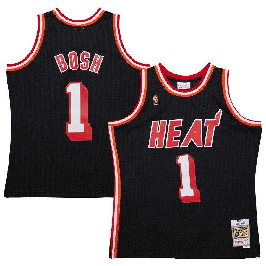 Men's Miami Heat Chris Bosh Mitchell & Ness Black 2013/14 Hardwood Classics Swingman Jersey - Jersey
