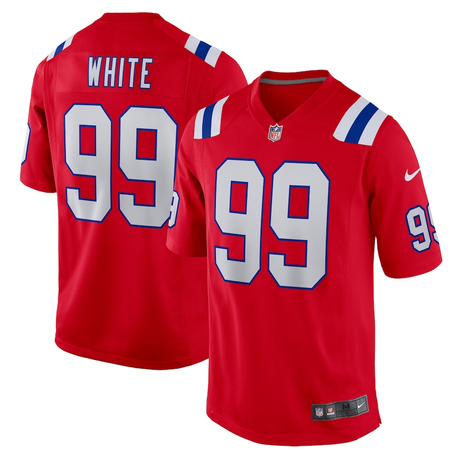 Men's New England Patriots Keion White Nike Red Alternate Team Game Jersey - Jersey
