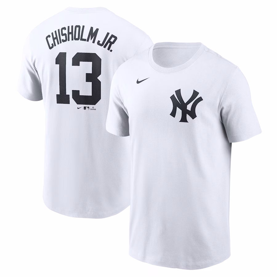 Men's New York Yankees Jazz Chisholm Jr. Nike White Fuse Name & Number T-Shirt - Jersey