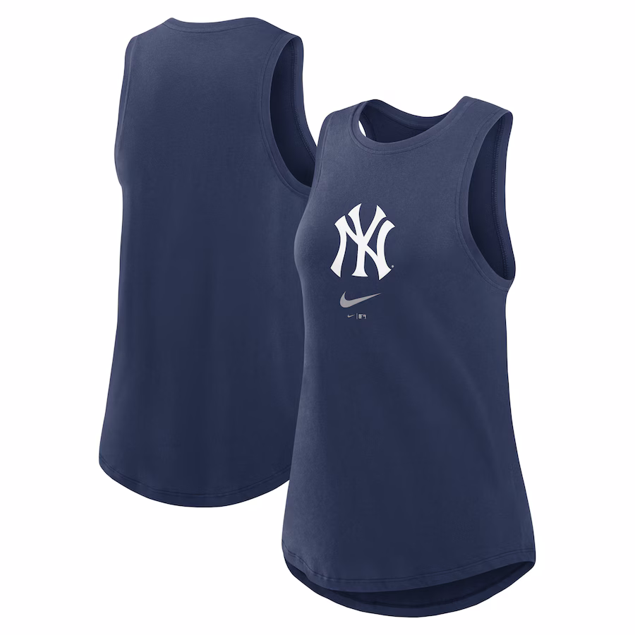 Women's New York Yankees Nike Navy Legacy Icon High Neck Performance Tank Top - Jersey