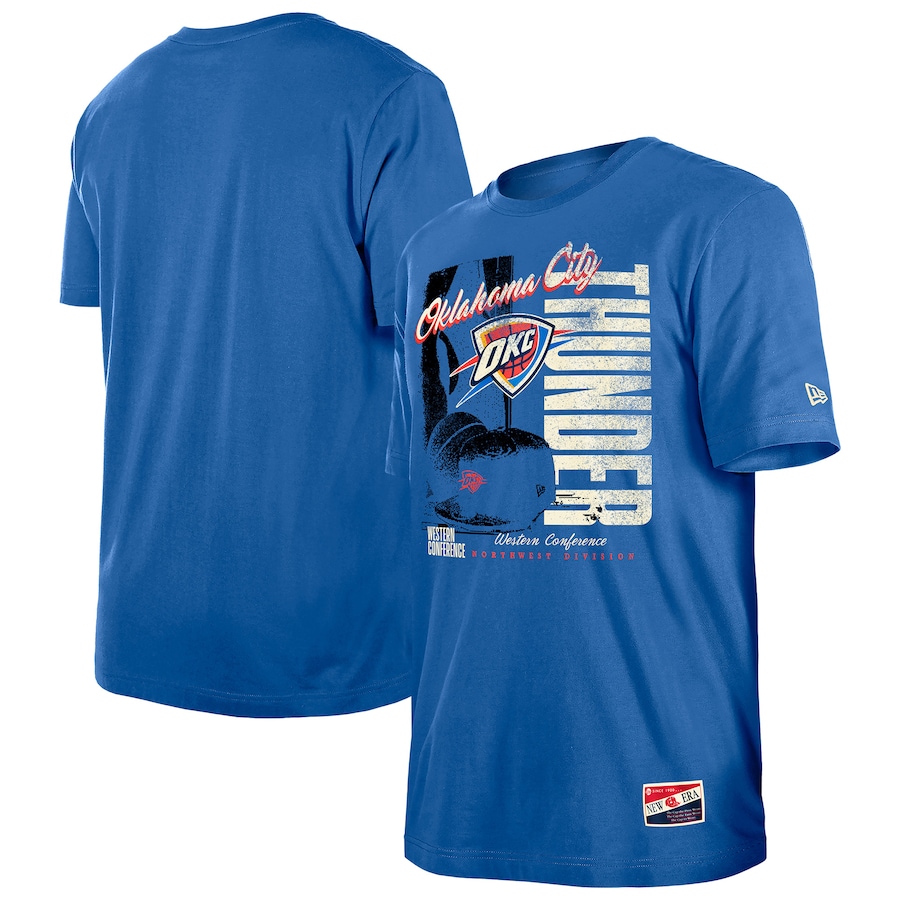 Men's Oklahoma City Thunder  New Era Blue Distressed Throwback Vintage Color Pack T-Shirt - Jersey