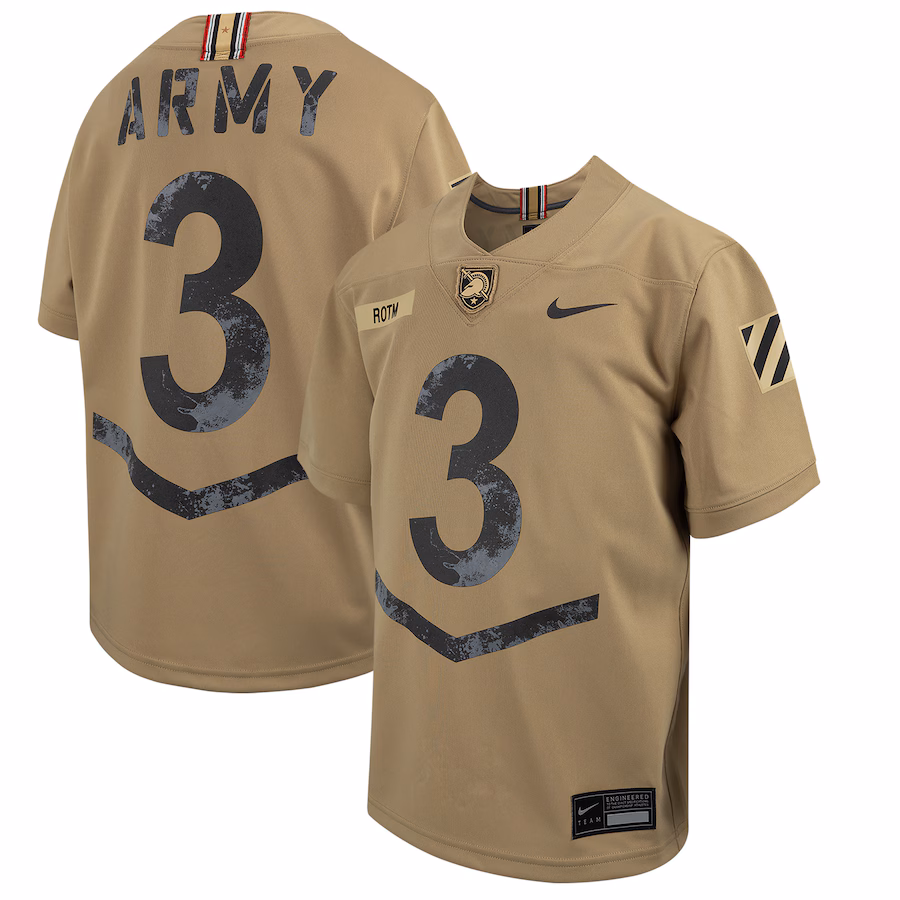 Youth Nike #3 Tan Army Black Knights 2023 Rivalry Collection Game Jersey - Jersey