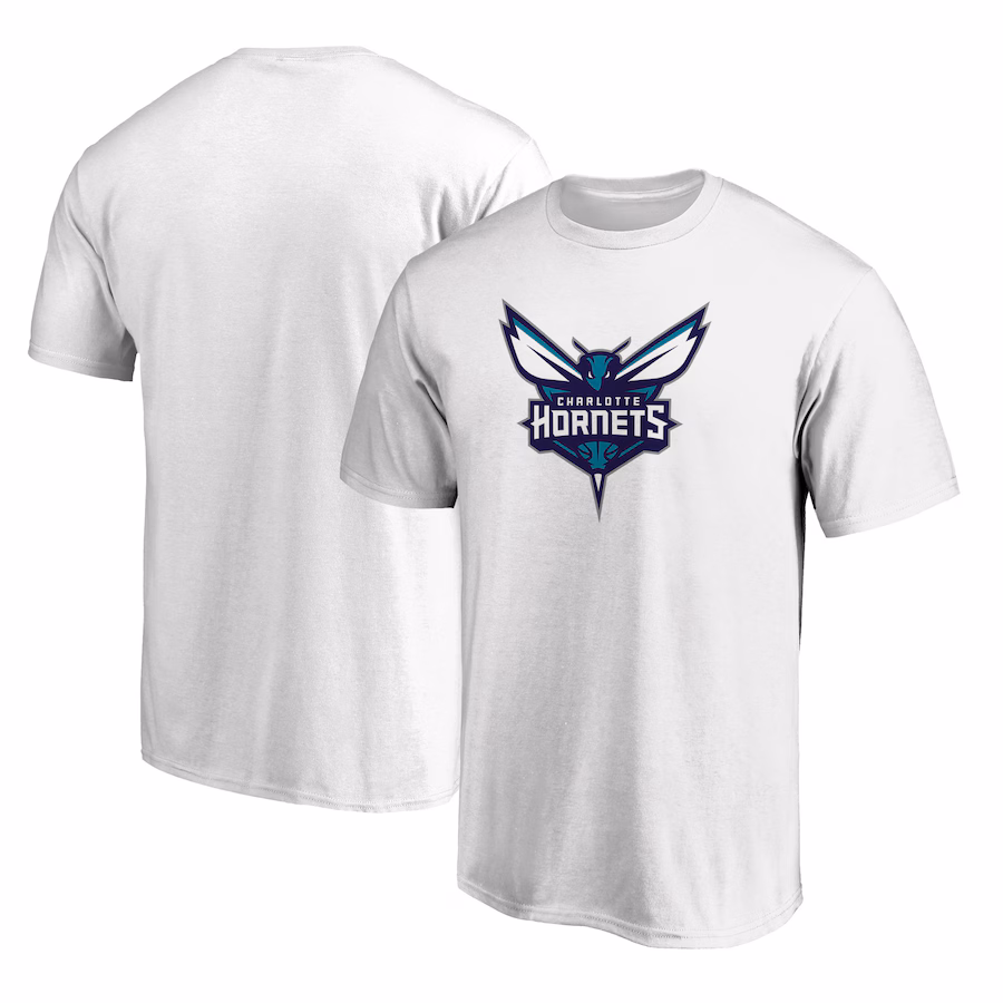 Men's Charlotte Hornets White Logo T-Shirt - Jersey