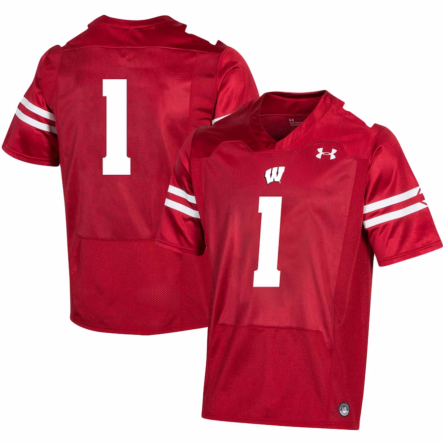 #1 Wisconsin Badgers Under Armour Replica Football Jersey - Red - Jersey