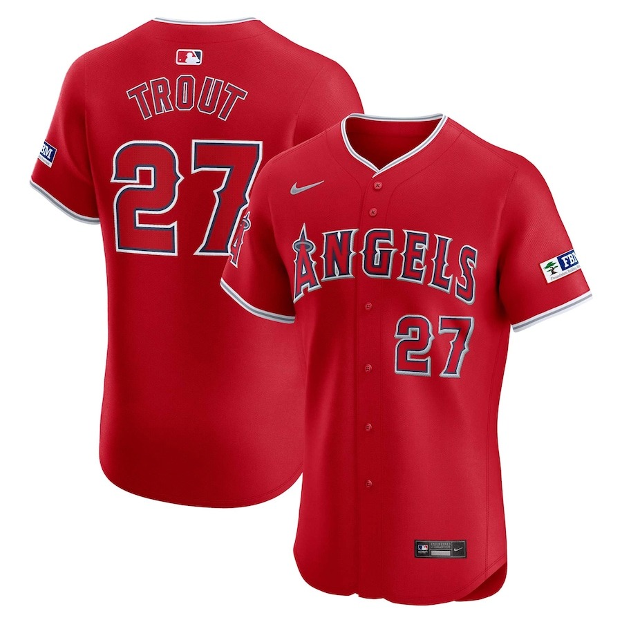 Men's Los Angeles Angels Mike Trout Nike Red Alternate Elite Player Jersey - Jersey