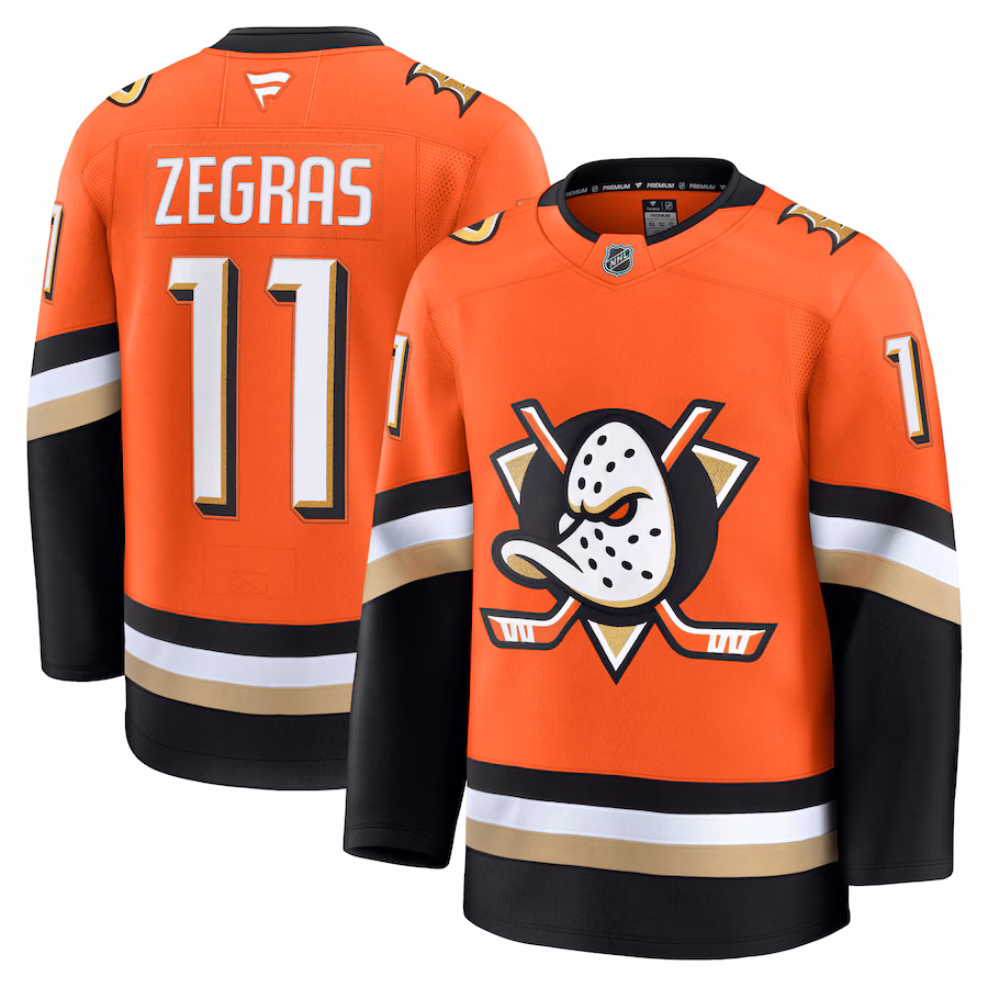Men's Anaheim Ducks Trevor Zegras Fanatics Orange Home Premium Jersey - Jersey