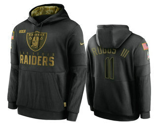 Men's Las Vegas Raiders #11 Henry Ruggs III Black 2020 Salute To Service Sideline Performance Pullover Hoodie - Jersey