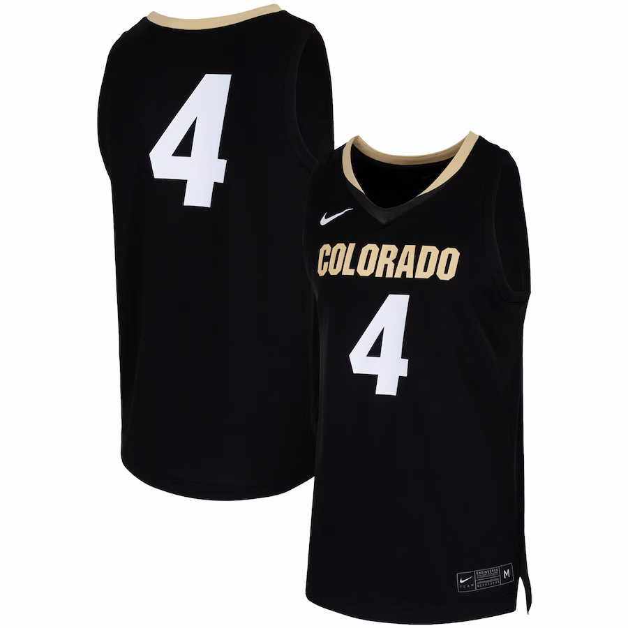 Men's Nike #4 Black Colorado Buffaloes Team Replica Basketball Jersey - Jersey