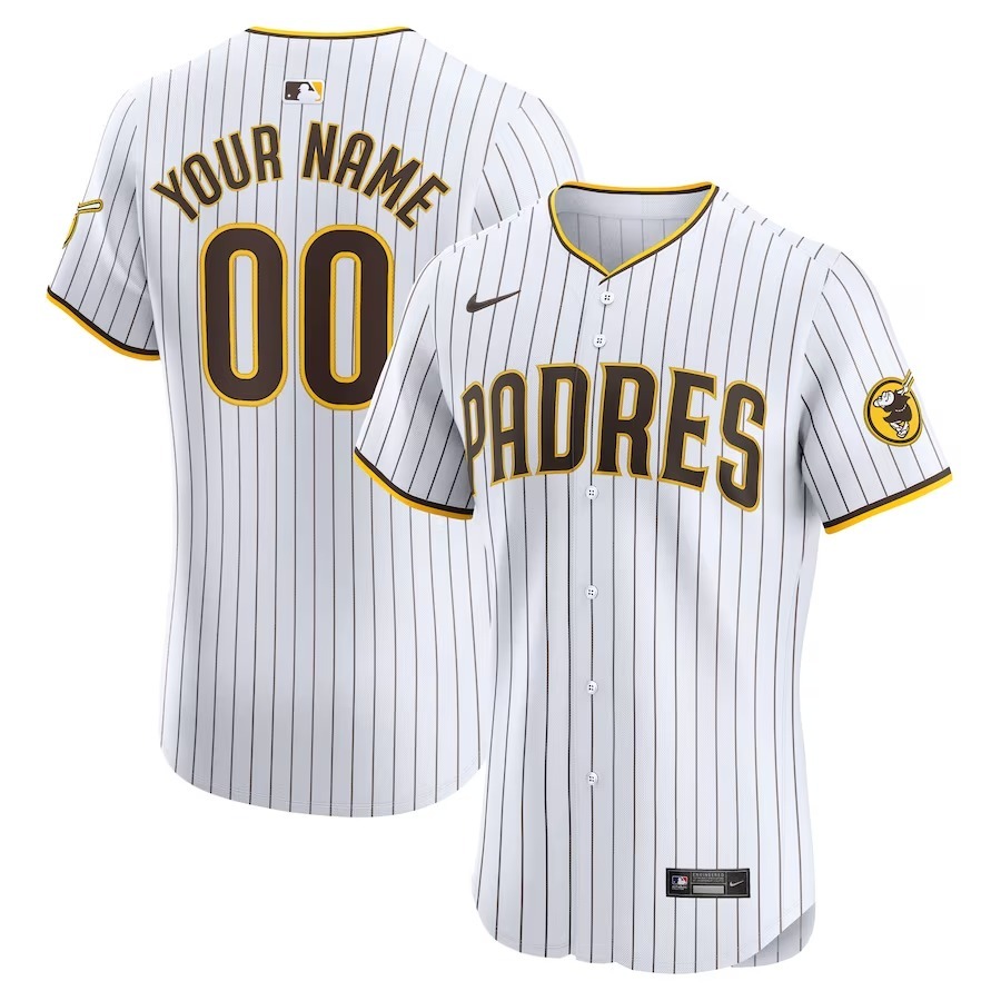 Men's San Diego Padres Nike White Home Elite Custom Jersey - Jersey
