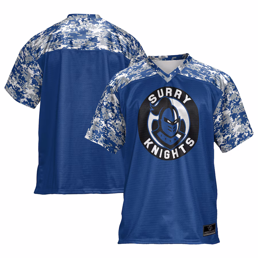 Youth ProSphere Blue Surry Community College Camo Football Jersey - Jersey