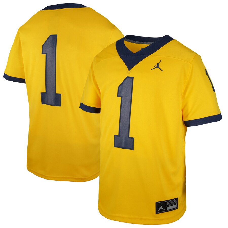 Youth Jordan Brand #1 Maize Michigan Wolverines  Untouchable Replica Game Jersey - Jersey