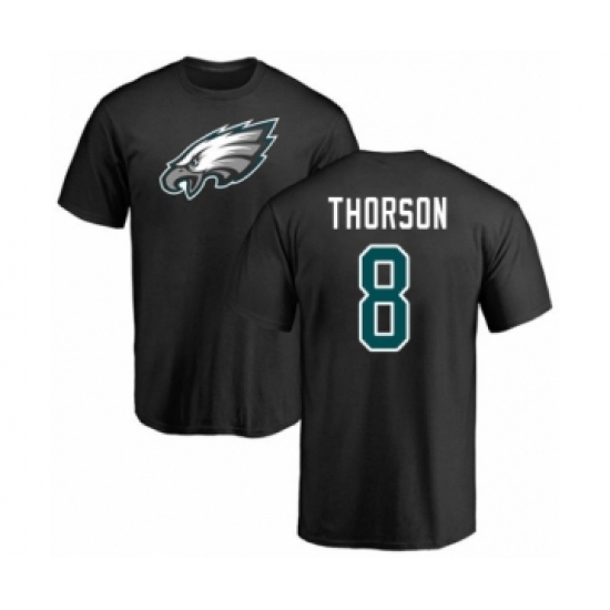 Philadelphia Eagles #8 Clayton Thorson Black Name & Number Logo T-Shirt - Jersey