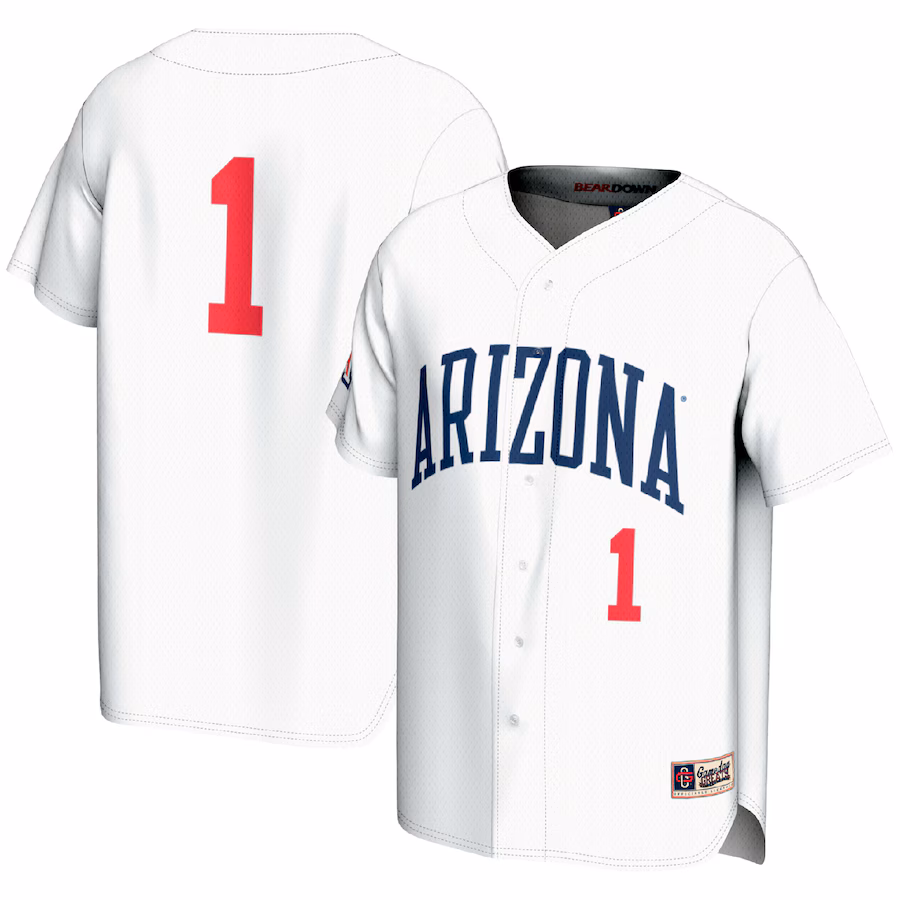 Men's GameDay Greats #1 White Arizona Wildcats Lightweight Baseball Fashion Jersey - Jersey