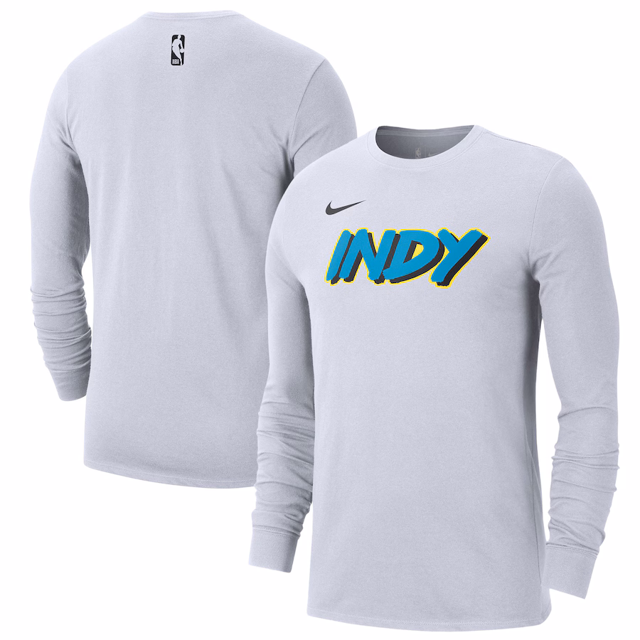 Men's Indiana Pacers Nike White 2024/25 City Edition Essential Logo Long Sleeve T-Shirt - Jersey