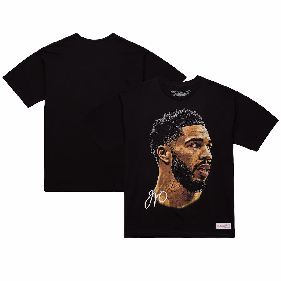 Unisex NBA Jayson Tatum Mitchell & Ness Black Real Big Face Player T-Shirt - Jersey