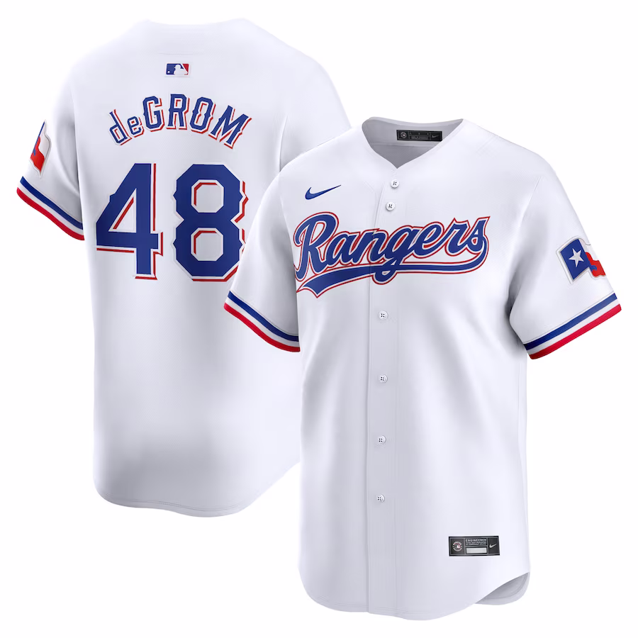 Men's Texas Rangers Jacob deGrom Nike White Home Limited Player Jersey - Jersey
