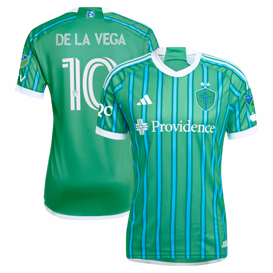 Men's Seattle Sounders FC Pedro de la Vega adidas Green 2024 The Anniversary Kit Authentic Player Jersey - Jersey