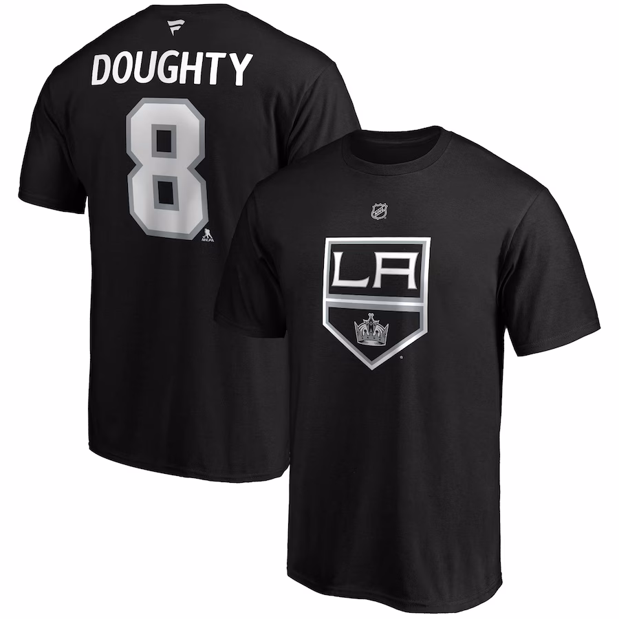 Men's Los Angeles Kings Drew Doughty Fanatics Black Authentic Stack Name & Number Team T-Shirt - Jersey