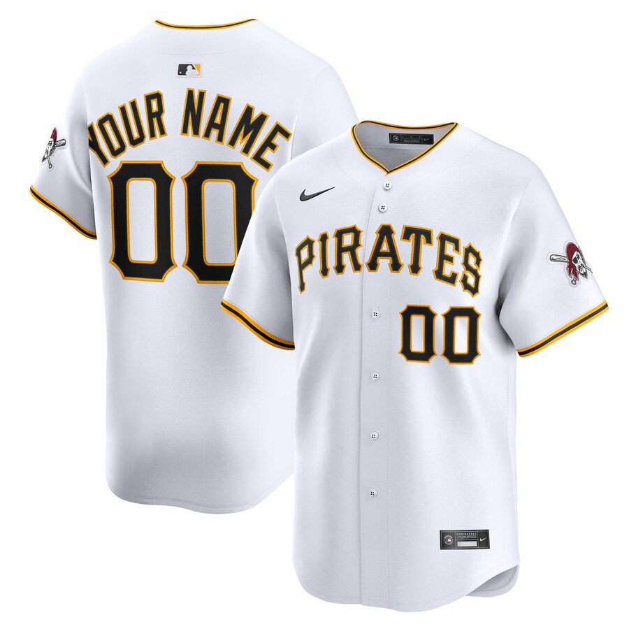 Men's Pittsburgh Pirates Nike White Home Limited Custom Jersey - Jersey