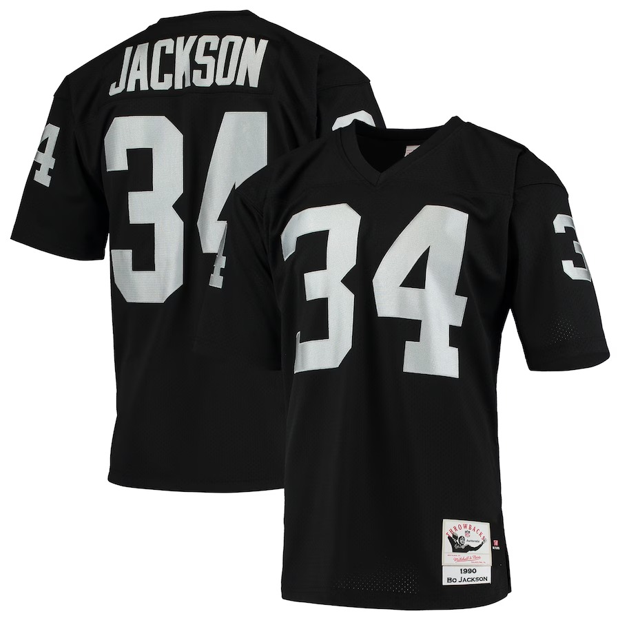 Men's Las Vegas Raiders 1990 Bo Jackson Mitchell & Ness Black Authentic Throwback Retired Player Jersey - Jersey