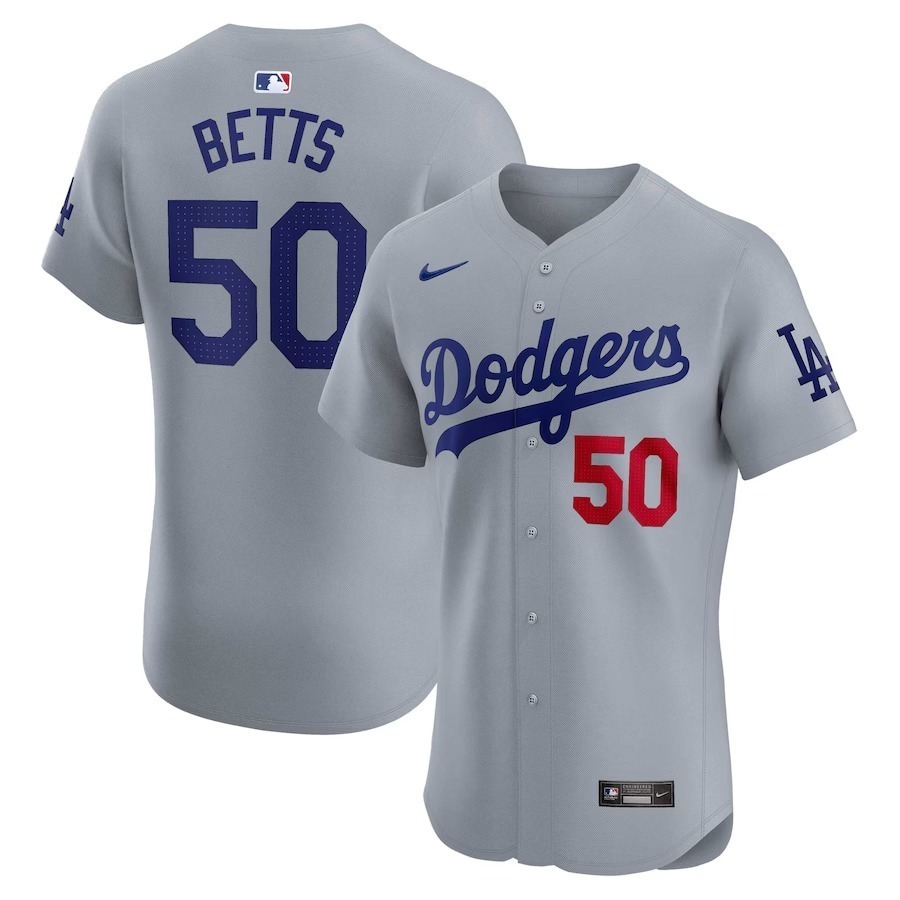 Men's Los Angeles Dodgers Mookie Betts Nike Gray Alternate Elite Player Jersey - Jersey