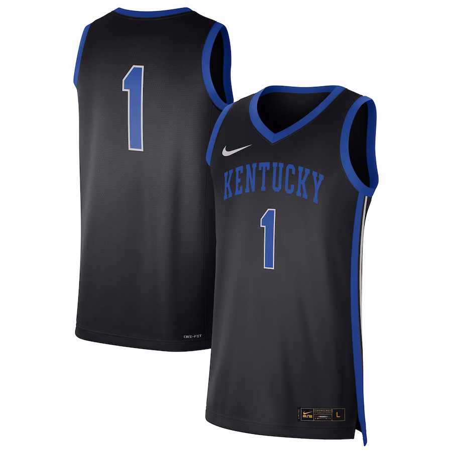 #1 Kentucky Wildcats Nike Replica Basketball Jersey - Black - Jersey