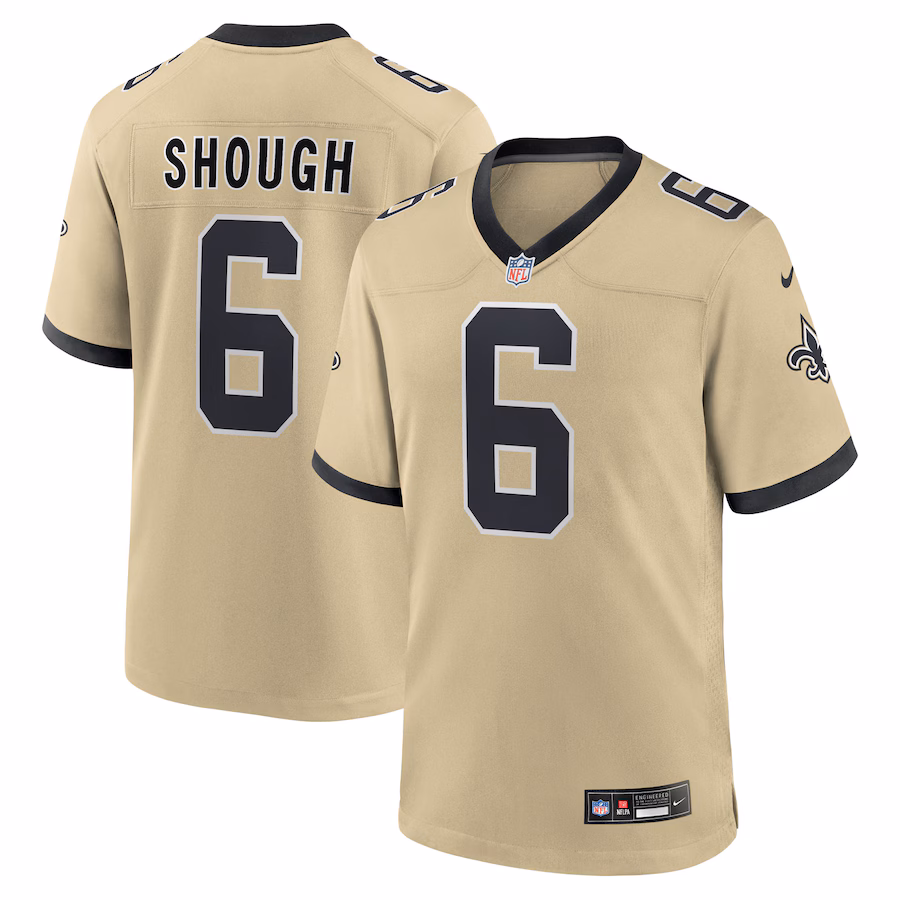 Men's New Orleans Saints Tyler Shough Nike Gold Alternate Game Player Jersey - Jersey