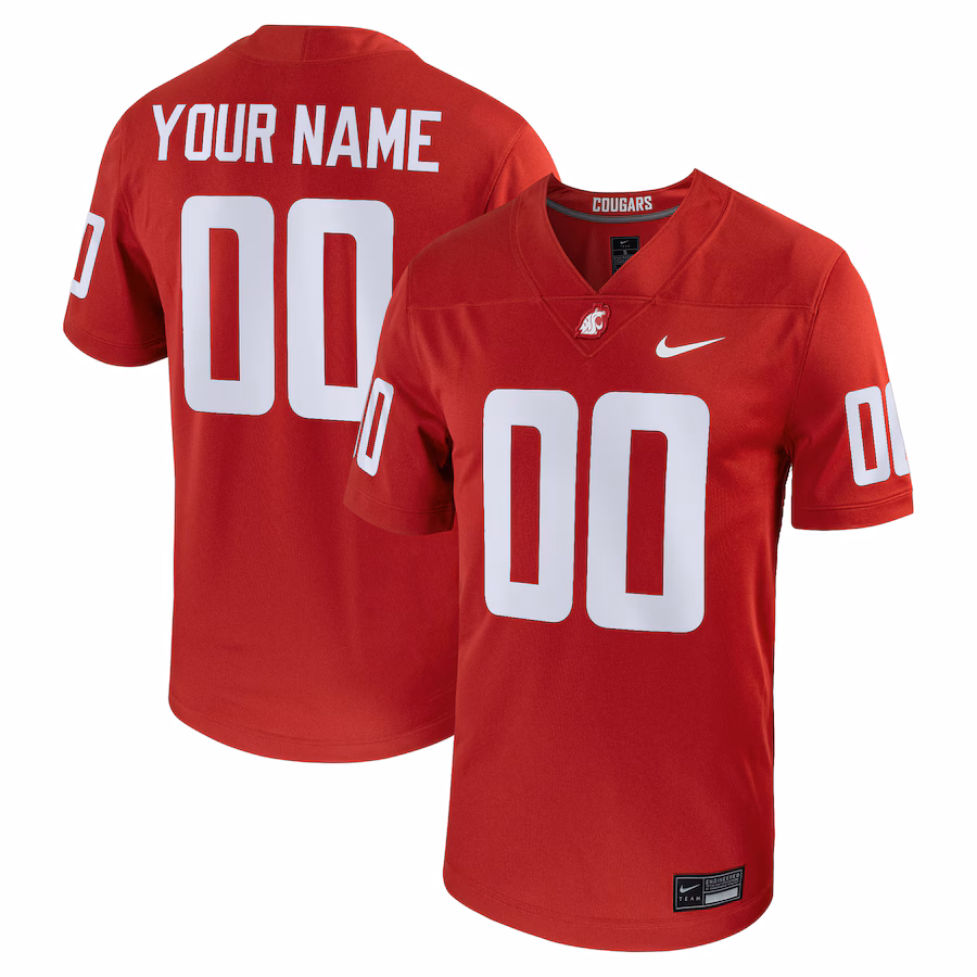 Men's Nike  Crimson Washington State Cougars Football Custom Game Jersey - Jersey