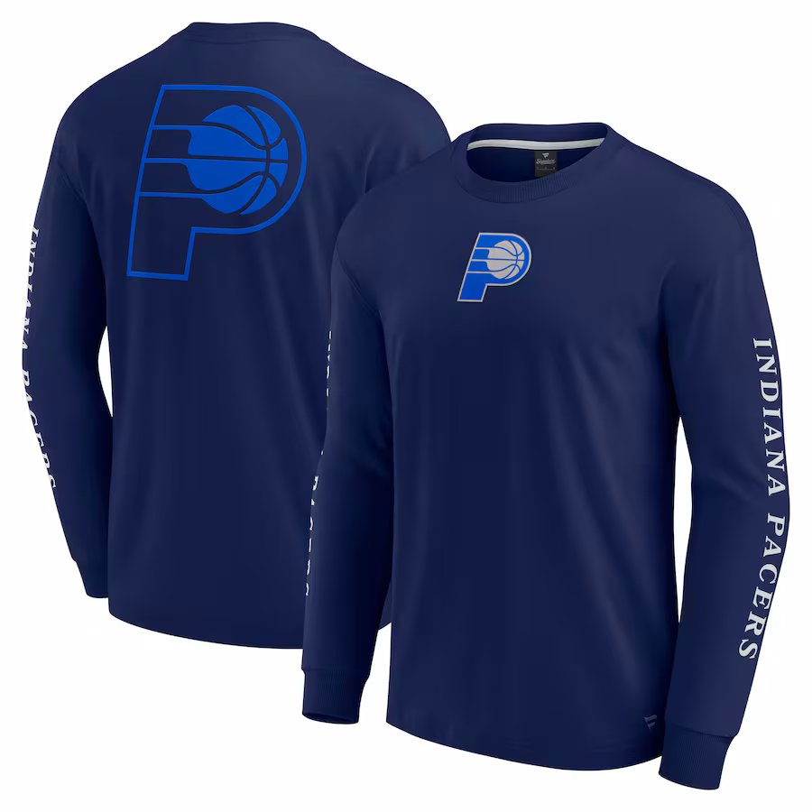 Men's Indiana Pacers Fanatics Navy Elements Strive Long Sleeve T-Shirt - Jersey