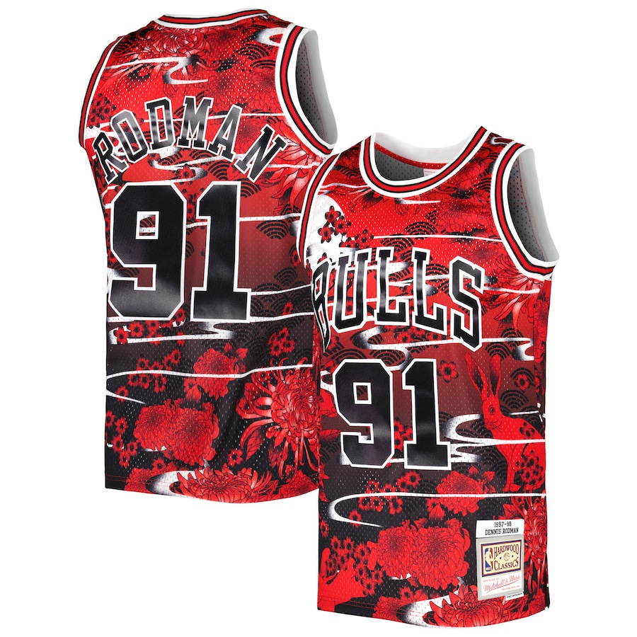 Men's Chicago Bulls Dennis Rodman Mitchell & Ness Red 1997/98 Hardwood Classics Lunar New Year Swingman Jersey - Jersey