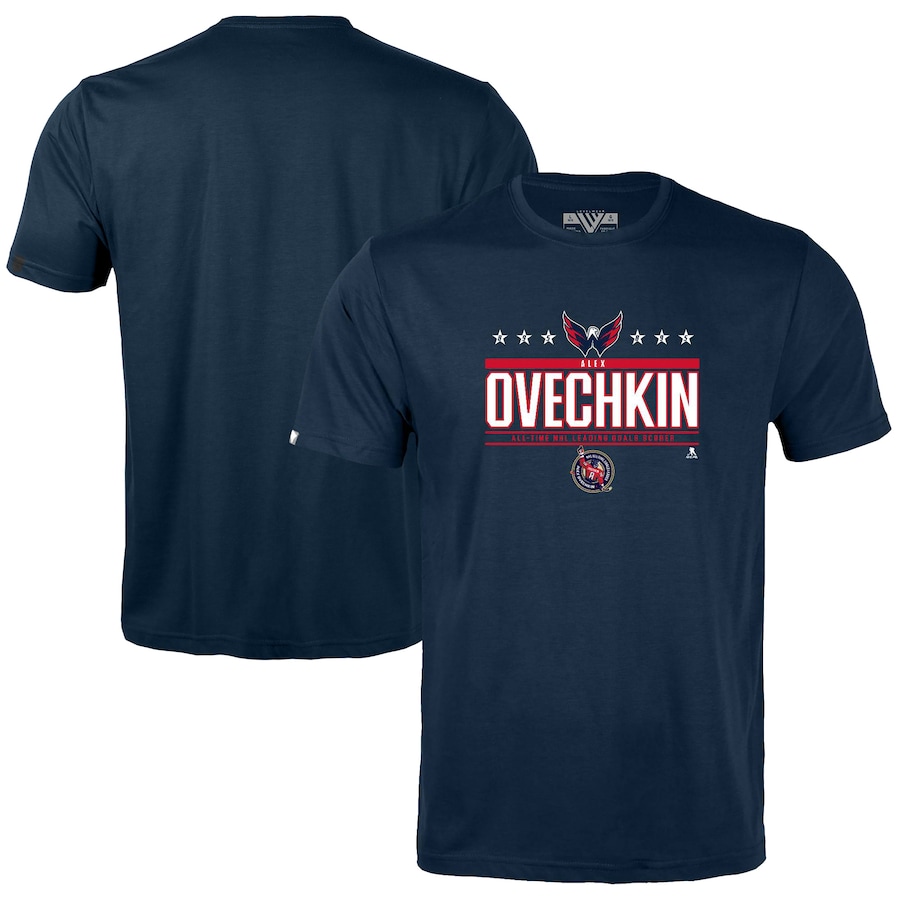 Youth Washington Capitals Alexander Ovechkin Levelwear Navy NHL All-Time Leading Goal Scorer Milestone Stars Name & Number Little Richmond T-Shirt - Jersey