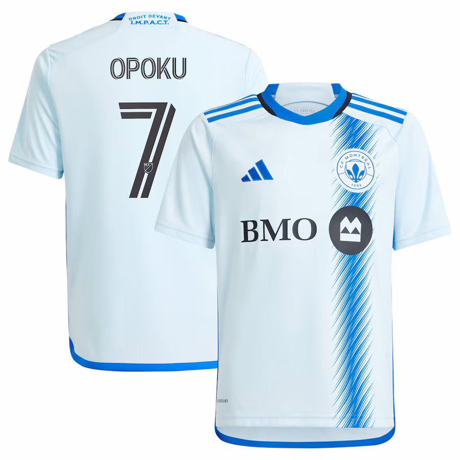 Youth CF Montreal Kwadwo Opoku adidas Light Blue 2024 La Main Replica Player Jersey - Jersey