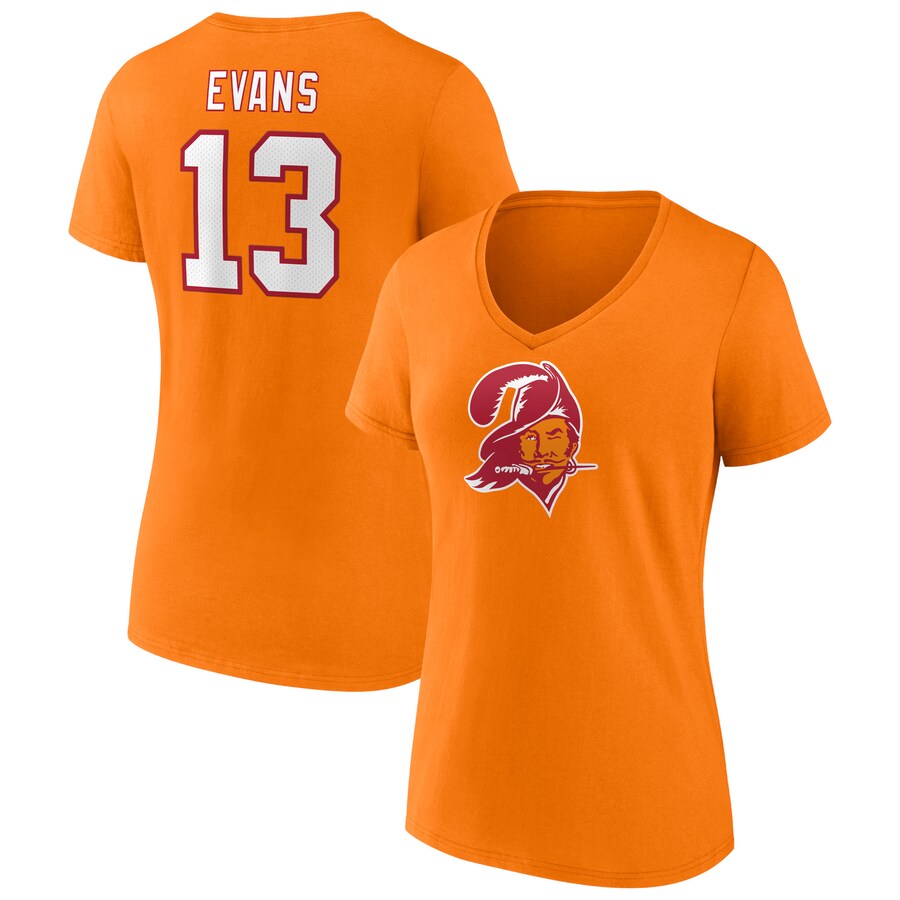 Women's Tampa Bay Buccaneers Mike Evans Fanatics  Orange Player Icon Name & Number V-Neck T-Shirt - Jersey