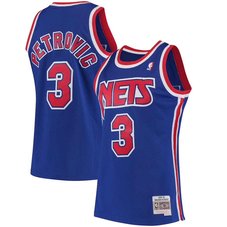 Men's New Jersey Nets Drazen Petrovic Mitchell & Ness Royal 1992/93 Hardwood Classics Swingman Jersey - Jersey