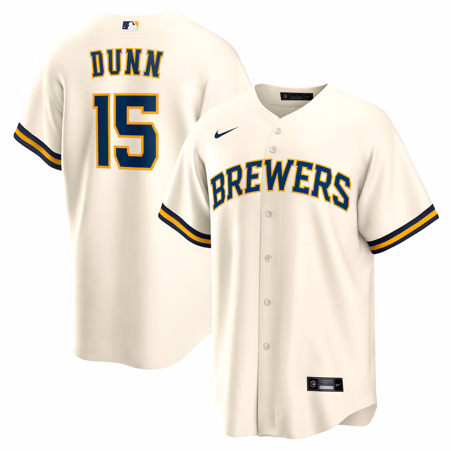 Men's Milwaukee Brewers Oliver Dunn Nike Cream Home Replica Jersey - Jersey