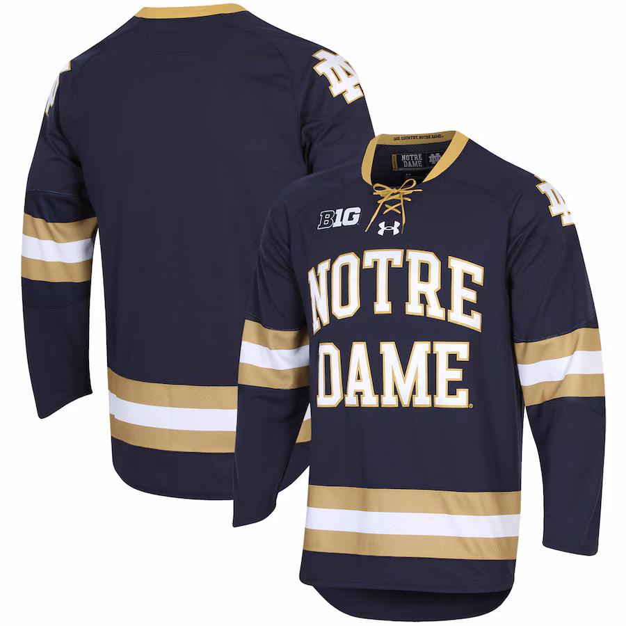Men's Under Armour Navy Notre Dame Fighting Irish UA Replica Hockey Jersey - Jersey
