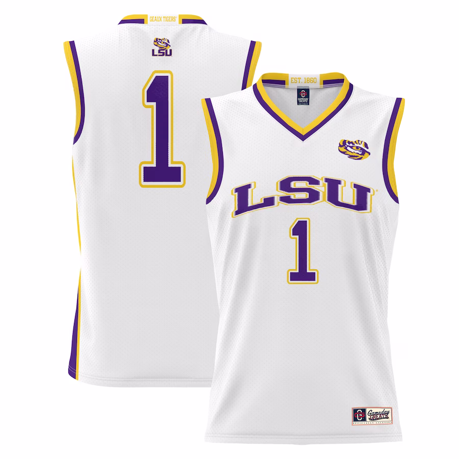 #1 LSU Tigers GameDay Greats Youth Lightweight Basketball Jersey - White - Jersey