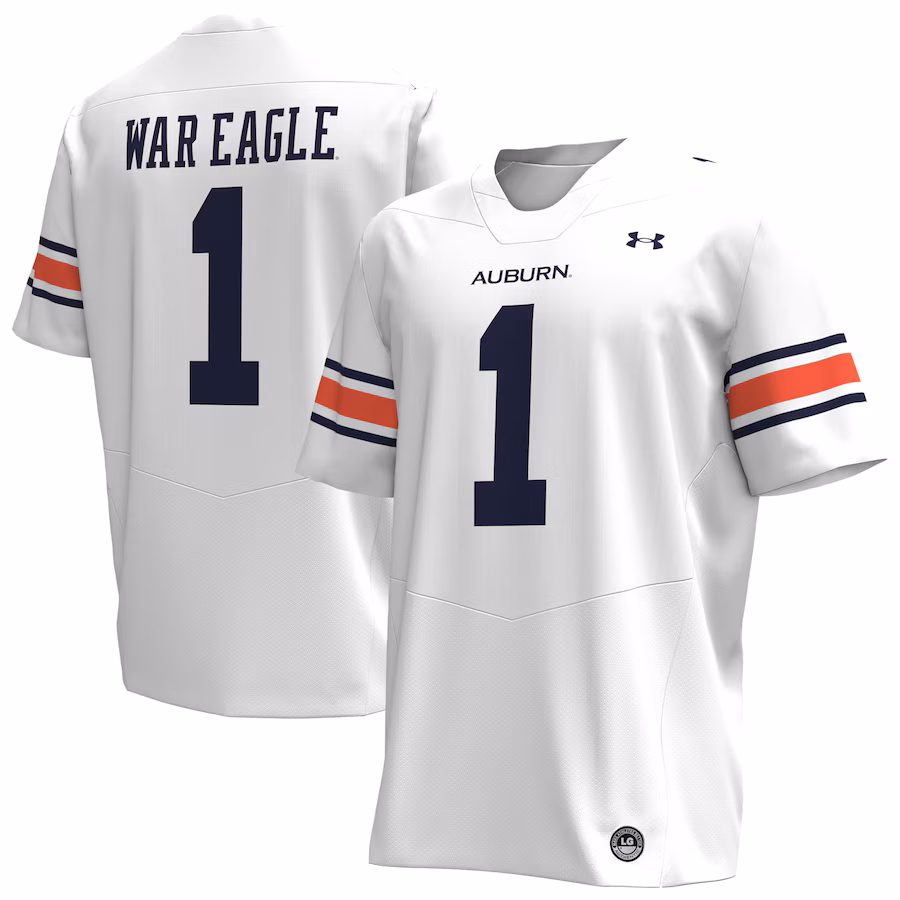Men's Under Armour #1 White Auburn Tigers Replica Football Jersey - Jersey