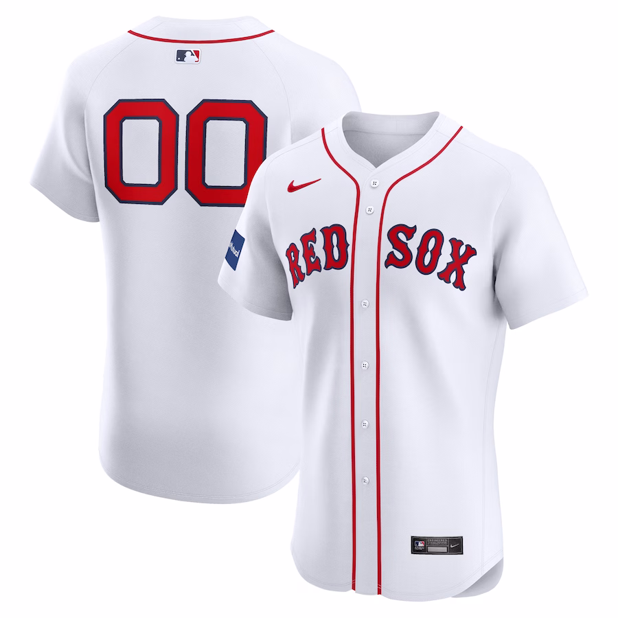 Men's Boston Red Sox Nike White Home Elite Custom Patch Jersey - Jersey