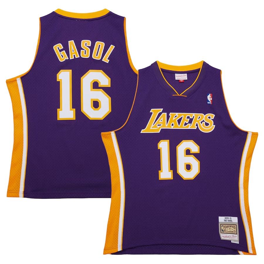 Men's Los Angeles Lakers Pau Gasol Mitchell & Ness Purple 2009/10 Hardwood Classics Swingman Jersey - Jersey
