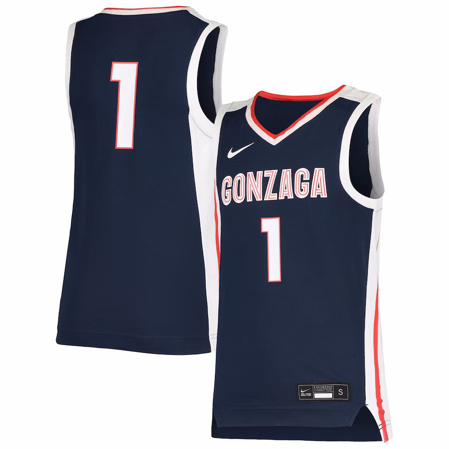 Youth Nike #1 Navy Gonzaga Bulldogs Team Replica Basketball Jersey - Jersey