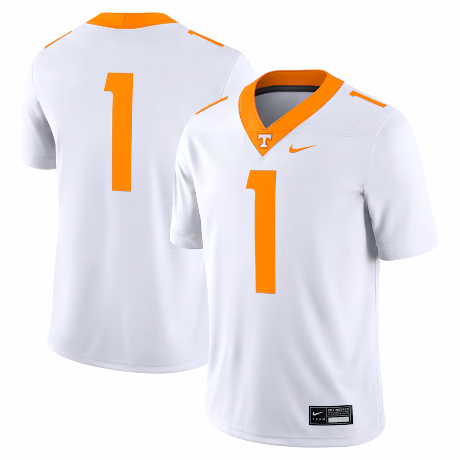 Men's Nike #1 White Tennessee Volunteers Game Jersey - Jersey